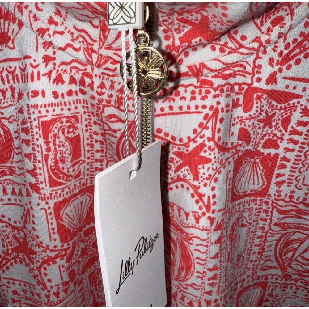 Lilly Pulitzer Skipper Popover Womens XL Red Seaside Print Half Zip Top NWT - Picture 8 of 8